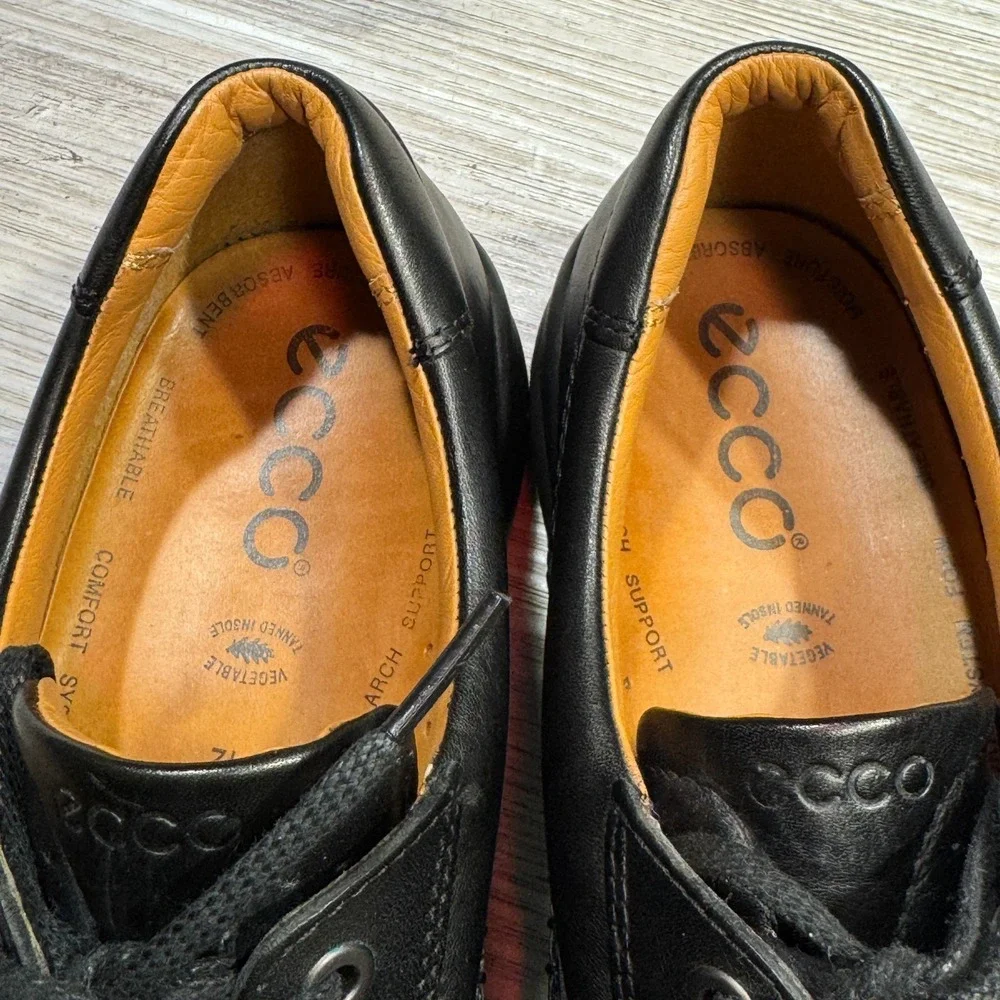 Men's ECCO Seawalker Leather Tie Oxford Shoes - Black - Sz EU 42 US 8-8.5